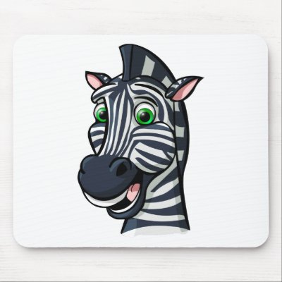 This cartoon zebra caricature is a simple, bold and colorful animal design 