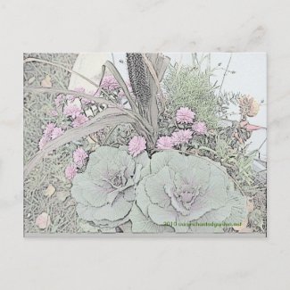 Cartooned Autumn Floral postcard