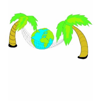 Cartoonish Globe on Hammock T-shirt shirt