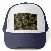 Cartridges, .44 magnums in carrier, detail of cap mesh hats