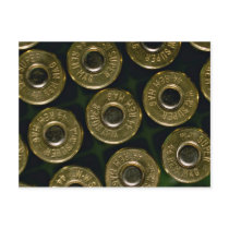 Cartridges, .44 magnums in carrier, detail of cap postcards
