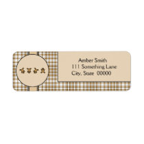 Cartwheel Bears Brown Plaid Address Label labels