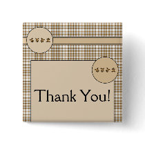 Cartwheel Bears Brown Plaid Customizable Button buttons