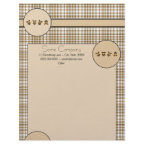 Cartwheel Bears Brown Plaid Letterhead letterhead