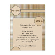 Cartwheel Bears Brown Plaid Postcard postcards