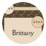 Cartwheel Bears Cross Stitch Name Tag Round Stickers