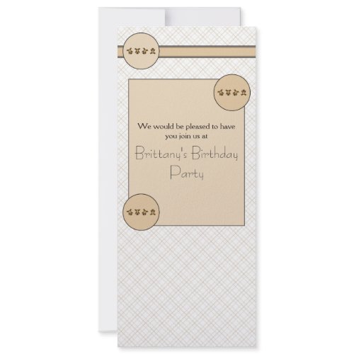 Cartwheel Bears Tan Plaid Invitation