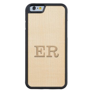 an iPhone 6 case with your monogram on a wood inlay of maple with a carved or embossed effect