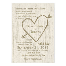 Carved Heart Wedding 5x7 Paper Invitation Card