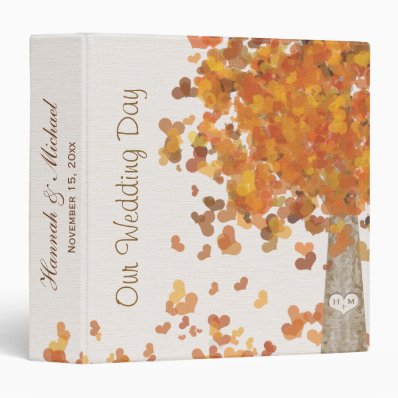 Carved Initials on Tree Fall Wedding Photo Binder