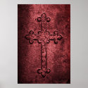 Carved Stone Gothic Cross in Reds print