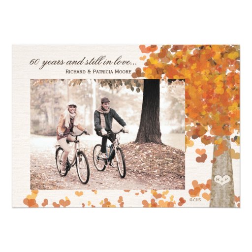 Carved Tree 60th Anniversary Photo Invitations