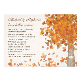 Carved Tree Fall Couples Shower Invitations Personalized Announcements