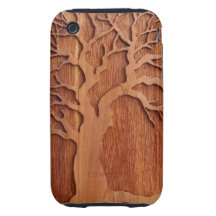 Carved-Wood Oak Tree S Phone Case iPhone 3 Tough Covers