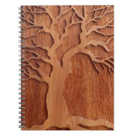 Carved Wood Planner Spiral Note Book