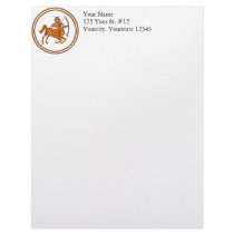 Carved Wood Sagittarius Zodiac Symbol Personalized Letterhead
