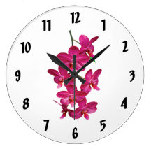 Cascade Magenta Orchids Clock