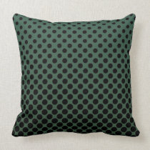 Cascading Black circles on dark green Pillows