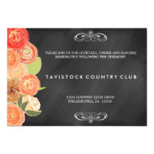 Cascading Flowers ChalkboardWedding Reception Card
