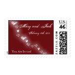 Cascading Hearts Valentine/Winter Wedding Postage stamps
