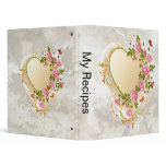 Cascading Roses Gold Heart 3 Ring Binder