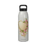 Cascading Roses Gold Heart   Liberty Bottle Water Bottles