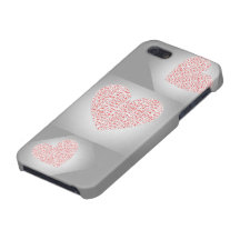 CASE.3513iPHONE5.CASE.SILVER.RED.HRTS iPhone 5 Case