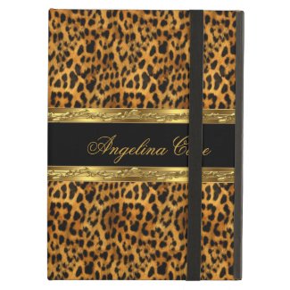 Case Elegant Gold black Leopard Animal Print iPad Covers