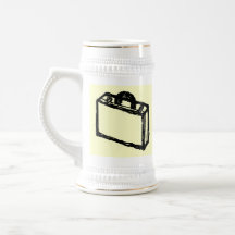 Case Sketch. Black and Cream. Suitcase, Briefcase Mugs