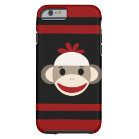 caseCute Smiling Sock Monkey Face on Red Blackcase iPhone 6 Case