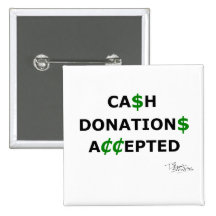 Cash Donations Accepted Pins