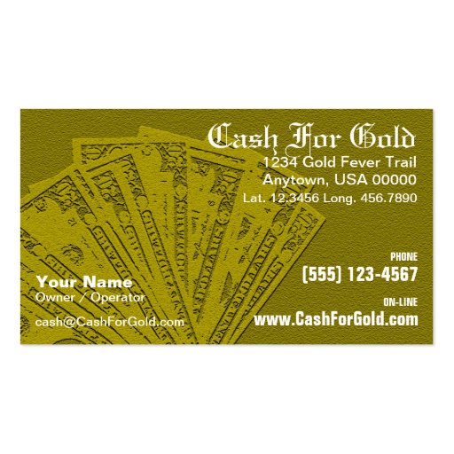 Cash For Gold Business Card (front side)