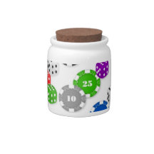 CASINO CHIPS & DICE CANDY JAR