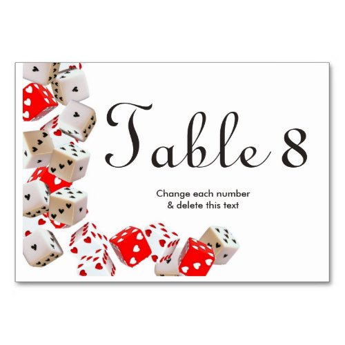 Casino Las Vegas Gambling Wedding Table Numbers Table Cards
