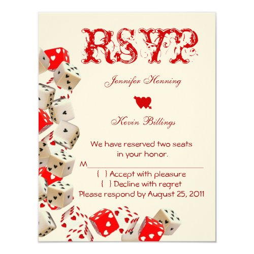 Casino Las Vegas Wedding RSVP 4.25x5.5 Paper Invitation Card