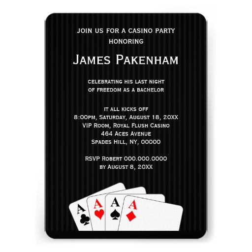 Casino Night Bachelor Party Custom Invitation