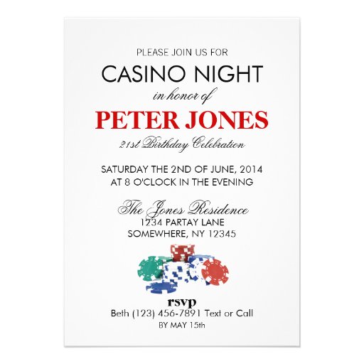 Casino Night Birthday Celebration Invitation