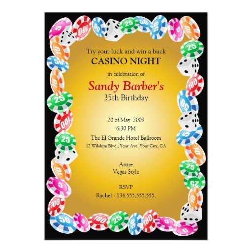 Casino Night Birthday Party Invitation Template