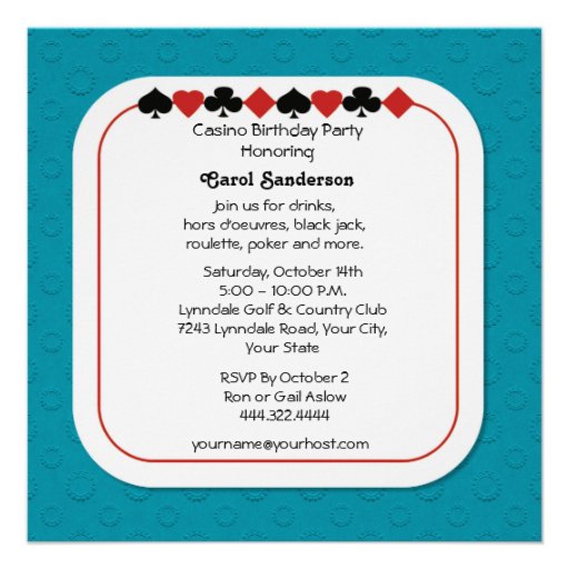 Casino Night Birthday Party Invitations