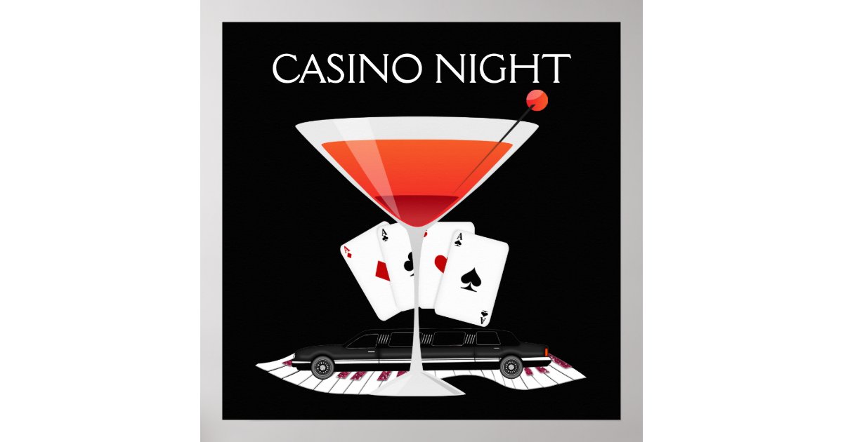 Casino Night Cocktail Poster SRF Zazzle