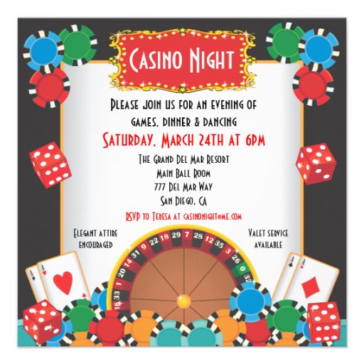 Casino Night Party Event Invitation