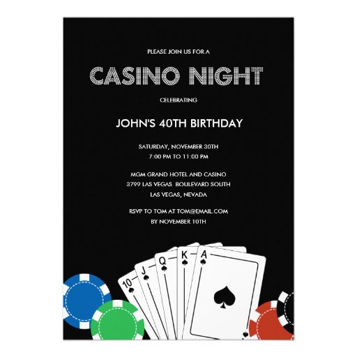 Casino Night Party Invitation (front side)