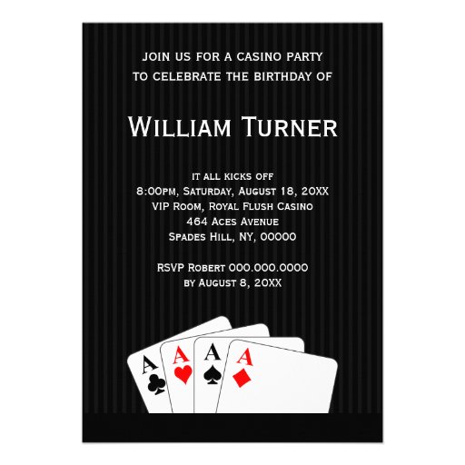 Casino Poker Night Birthday Party Custom Invites