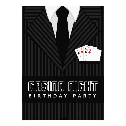 Casino Poker Night Birthday Party Custom Invites