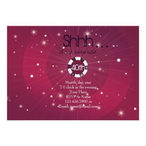 Casino style surprise birthday invitation