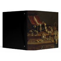 Casket of jewels on a table 3 ring binders