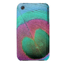Caso del iPhone 4 de la pluma del pavo real iPhone 3 Protector