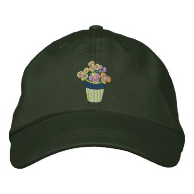 Casquillo del arte: Pensamientos amarillos en un p Gorras Bordadas Casquillo del arte: Pensamientos amarillos en un p Gorras Bordadas