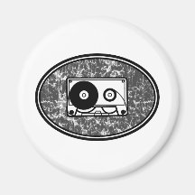 Cassette Tape Black & White Fridge Magnets