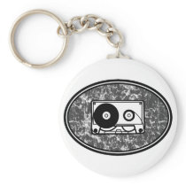 Cassette Tape Black & White Key Chain